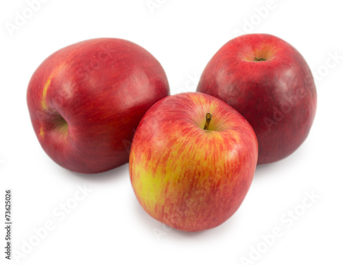 three red apples isolated on white background