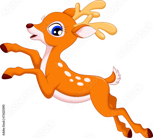 Cute deer cartoon jumping