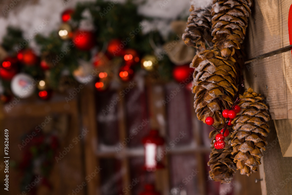 Pine Cones Christmas Decors Hanging on Wall