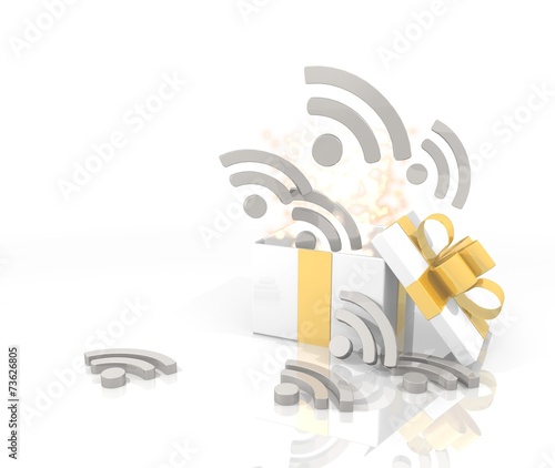 christmas present with wifi icon