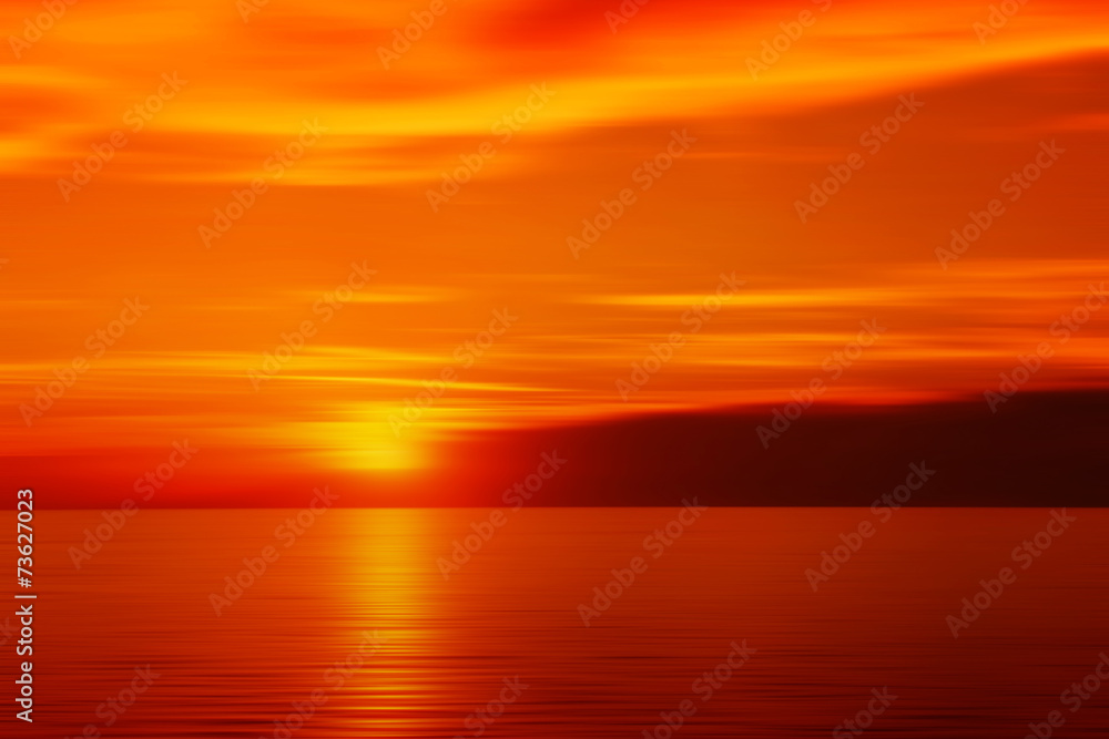 Blurred sunset in red color