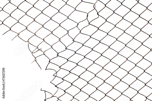 corner hole in the mesh wire fence
