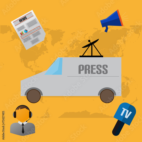 Flat Design With Press And News