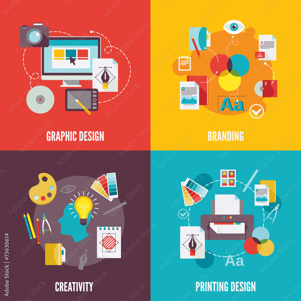 Graphic design icons flat Graphic design icons flat