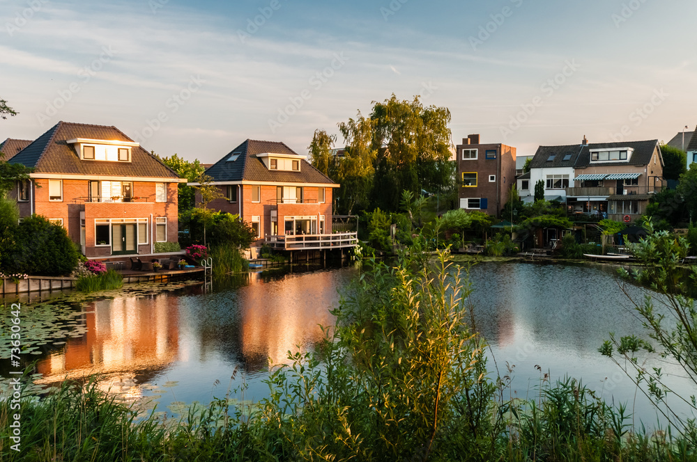 Dutch rural landscape with typical homes