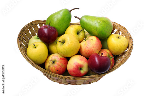 Basket of pears and apples