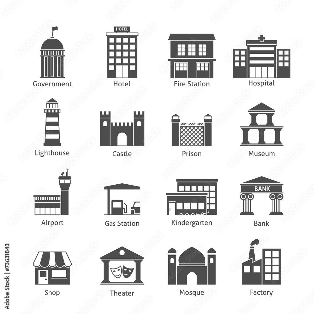Government buildings icons