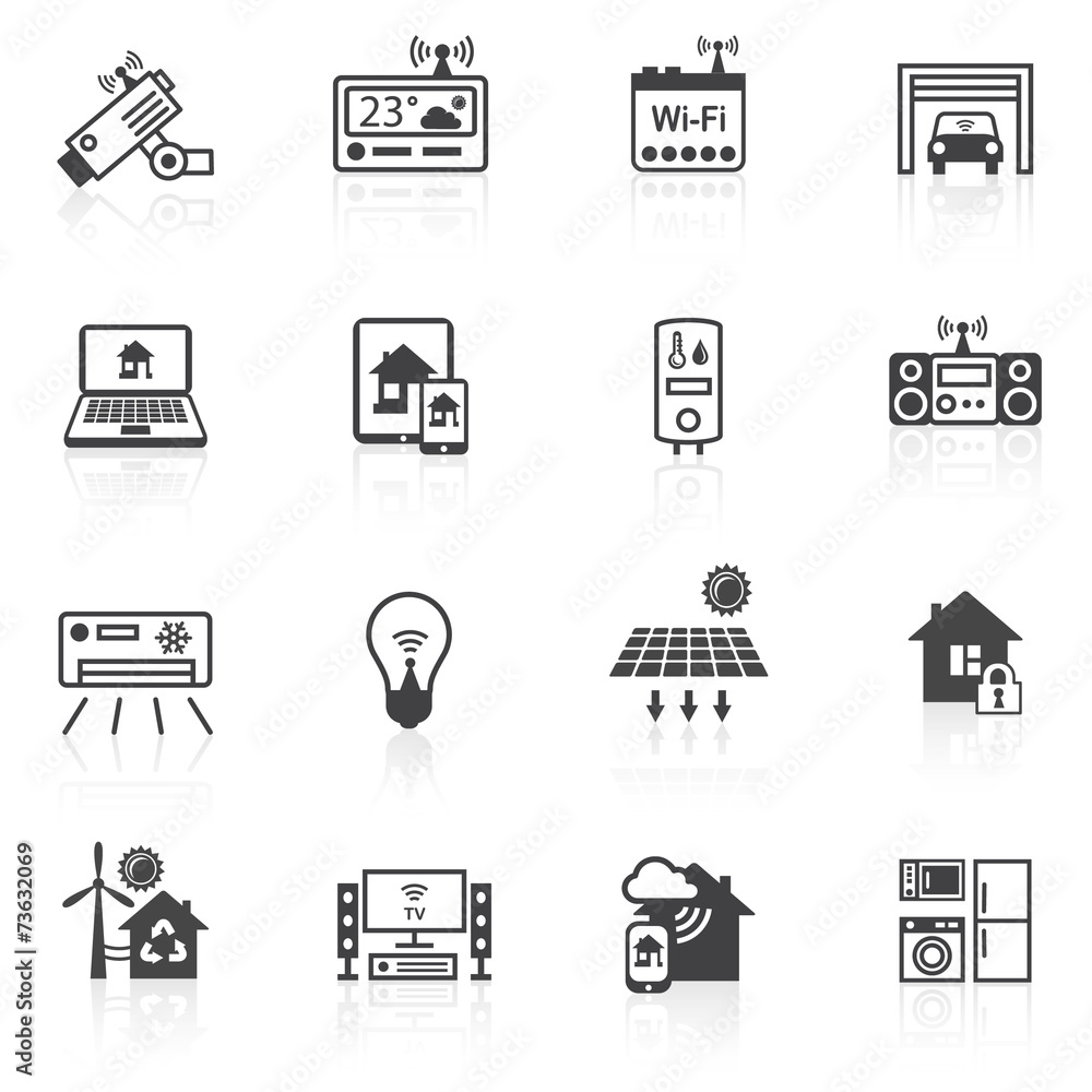 Fototapeta premium Smart home icons black