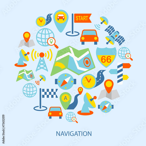 Mobile navigation icons flat