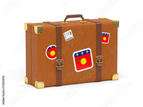 Suitcase with flag of guadeloupe