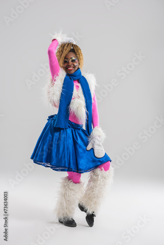 Festive african woman wearing funny costume posing © Milles Studio