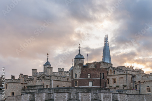 Tower of London with The Shard skyscraper in the background