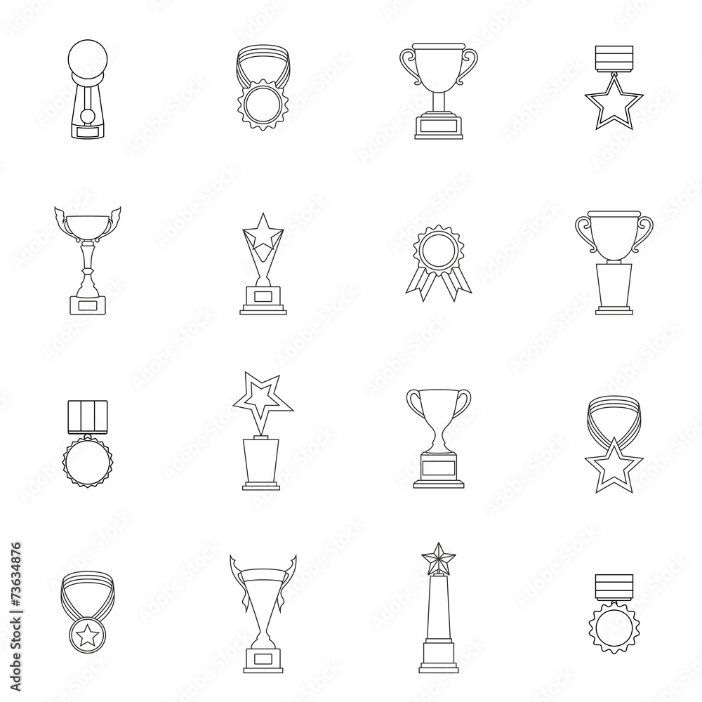 Trophy Icons Set Outline Trophy Icons Set Outline