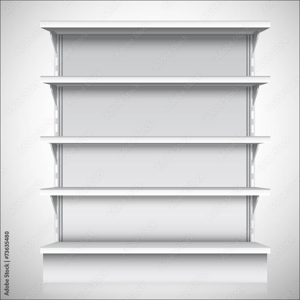 White supermarket shelves White supermarket shelves