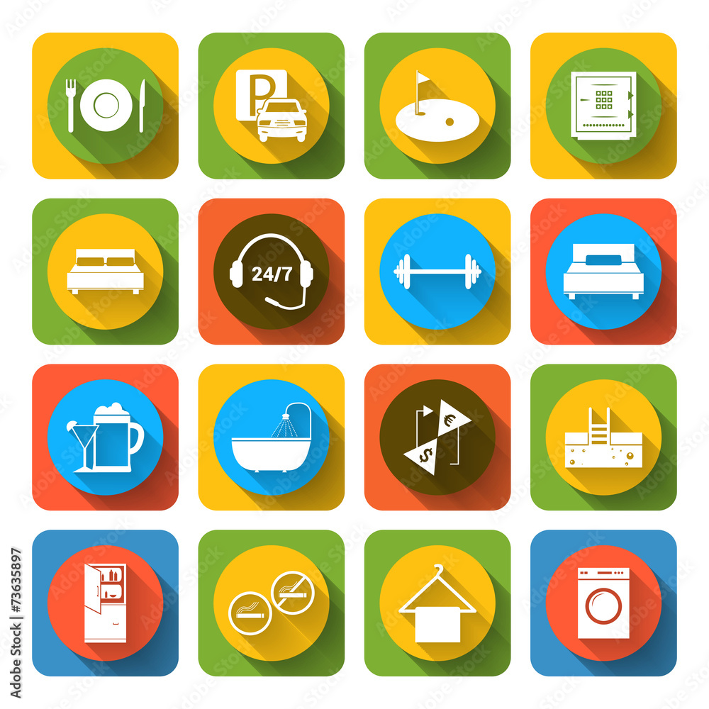 Hotel icons set flat Hotel icons set flat