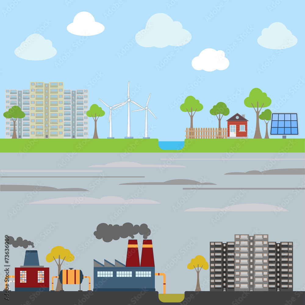 Industrial and eco city concept Industrial and eco city concept