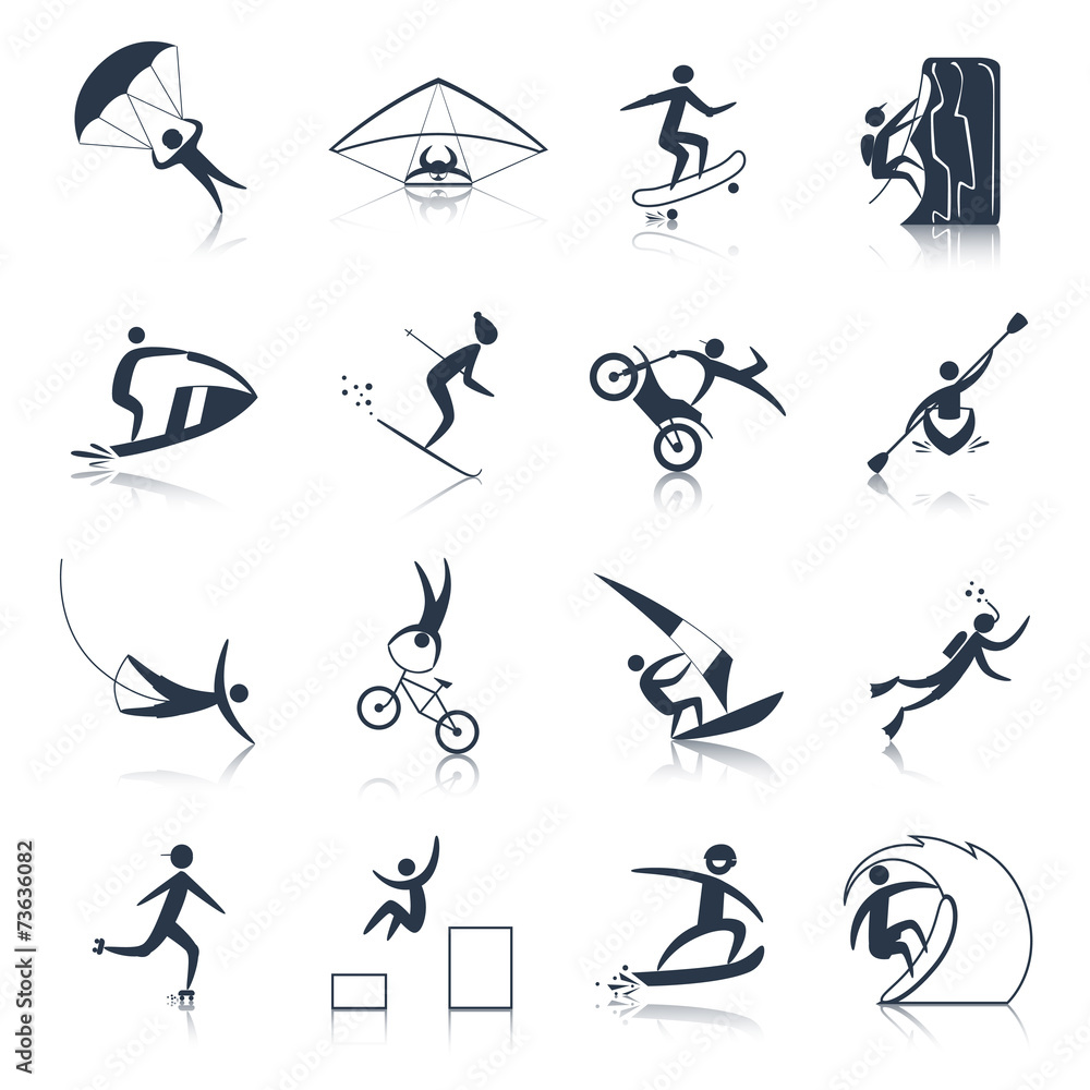 Extreme Sports Icons Black Extreme Sports Icons Black