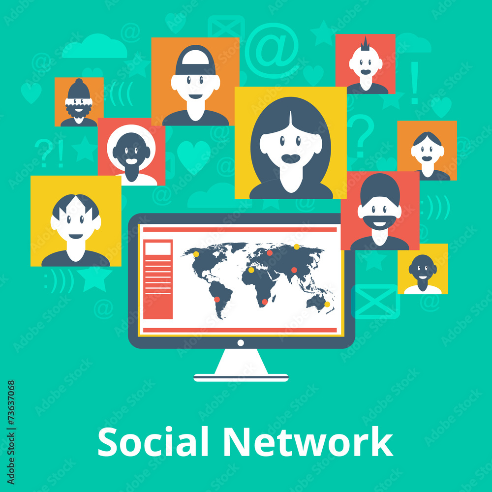 Fototapeta premium Social network icons composition poster