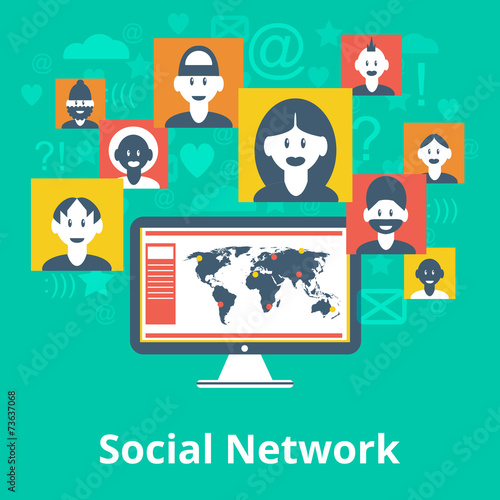 Social network icons composition poster