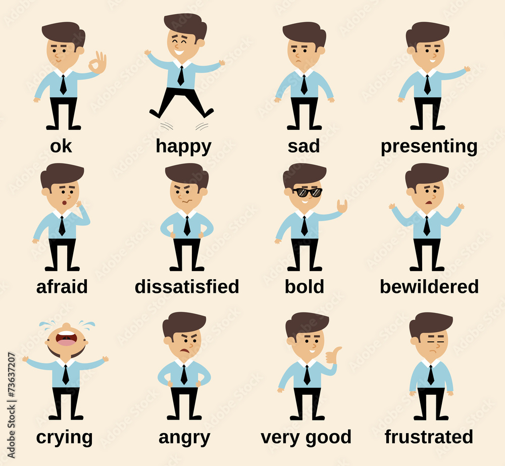 Businessman emotions set