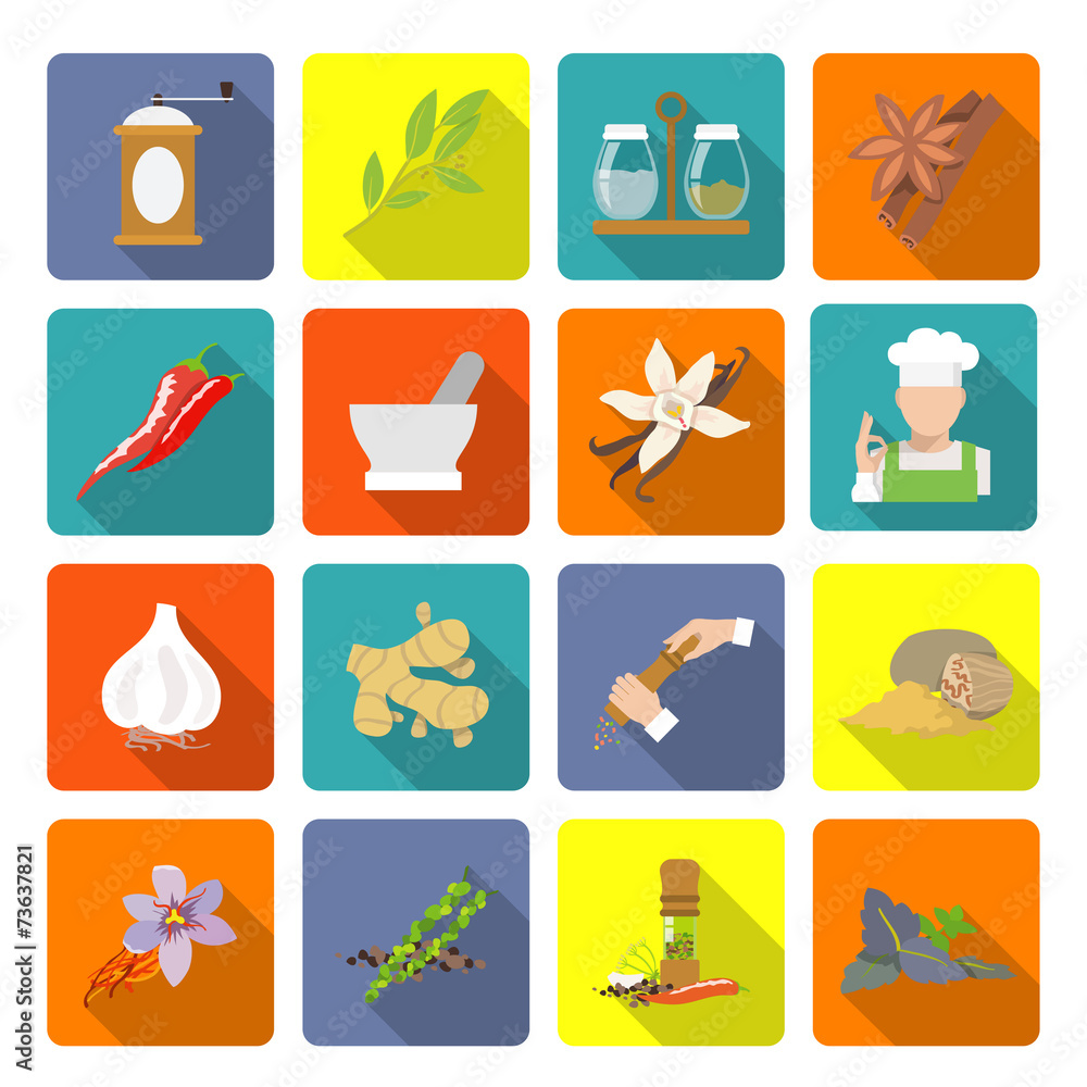 Spices icons flat Spices icons flat