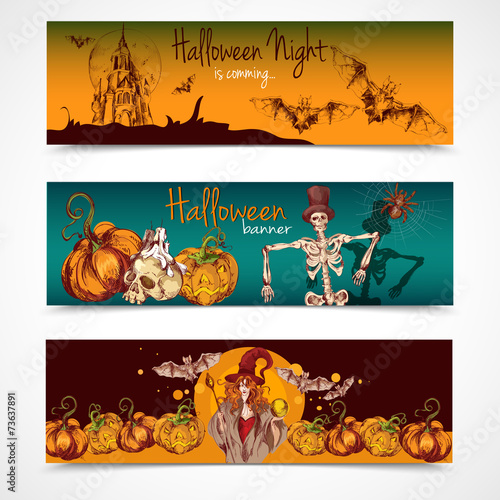 Halloween colored banners horizontal