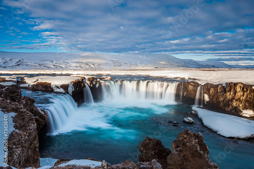 beautiful Godafoss fall in early spring, Iceland