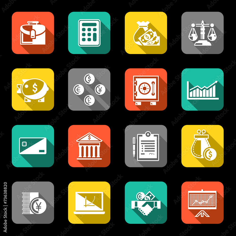 Finance icons set flat Finance icons set flat