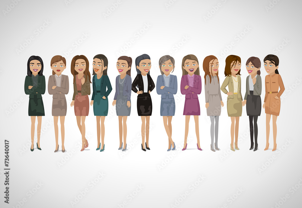 Fototapeta premium Group Of Business Women - Isolated On Gray Background