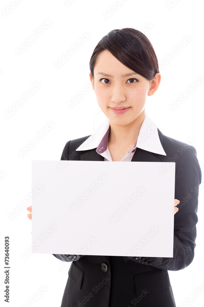 asian businesswoman holding blank whiteboard asian businesswoman holding blank whiteboard