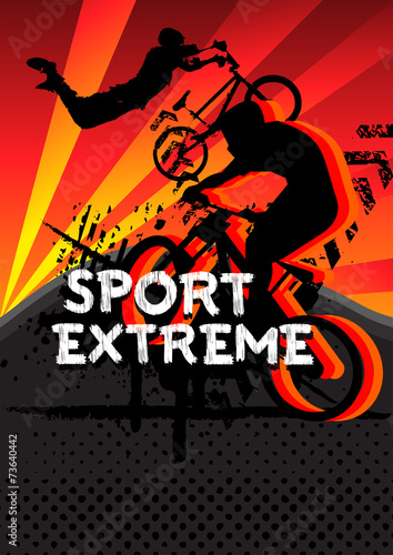 sport extreme bicycle jumping with grunge vector