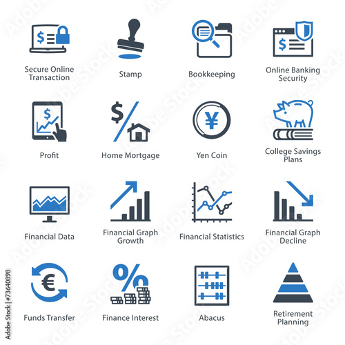 Personal & Business Finance Icons Set 3 - Blue Series