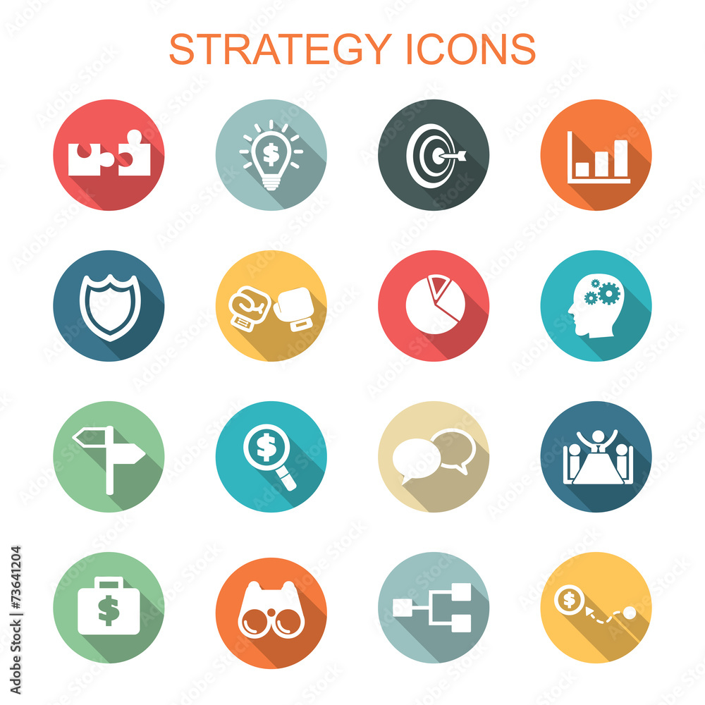 strategy long shadow icons strategy long shadow icons