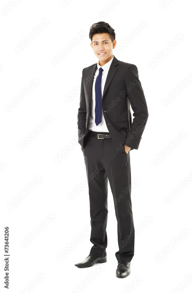 full length young smiling businessman standing full length young smiling businessman standing