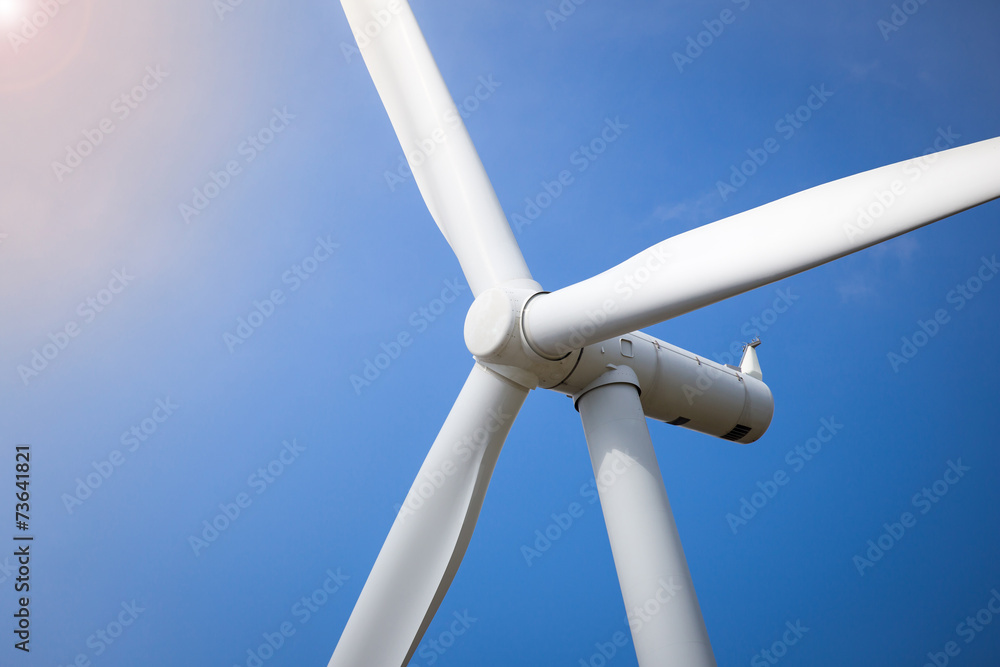 Wind Turbine Farm with Sunlight