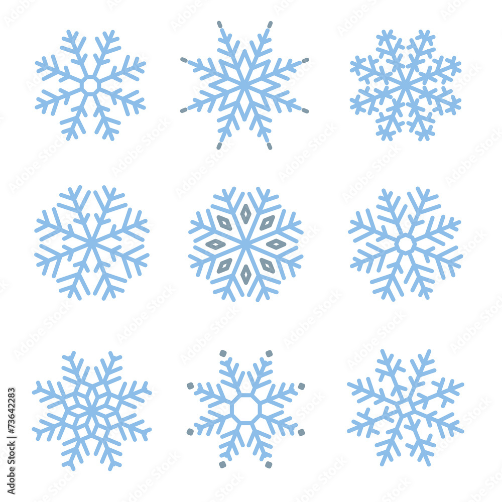 Various winter snowflakes set Various winter snowflakes set