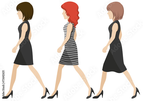 Faceless girls walking