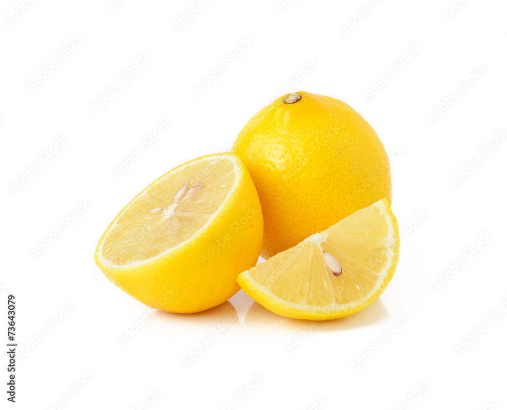lemon and slice isolated on white background