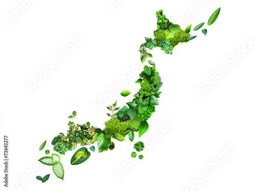 緑の葉っぱの日本地図