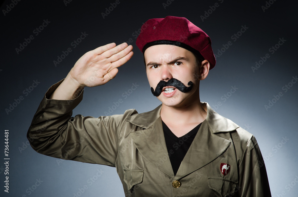 Funny soldier in military concept Funny soldier in military concept