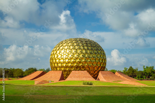Matrimandir - Golden Temple in Auroville, Tamil Nadu, India photo