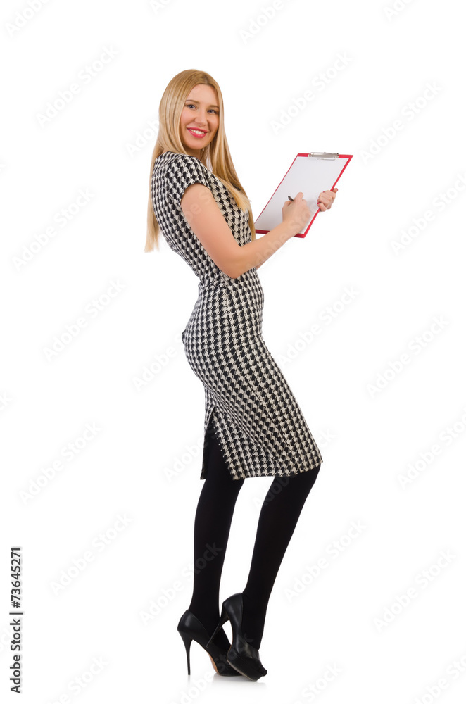 Businesswoman in business concept isolated on white Businesswoman in business concept isolated on white