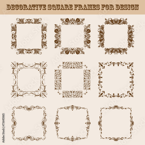 Set of square frames for design
