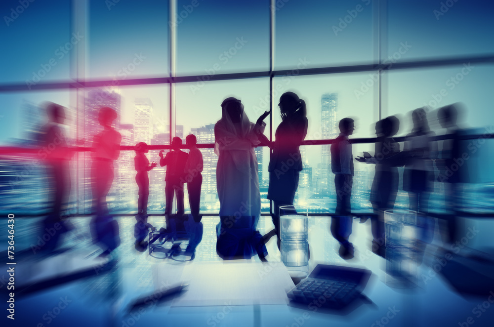Silhouette People Meeting Cityscape Team Concept Silhouette People Meeting Cityscape Team Concept