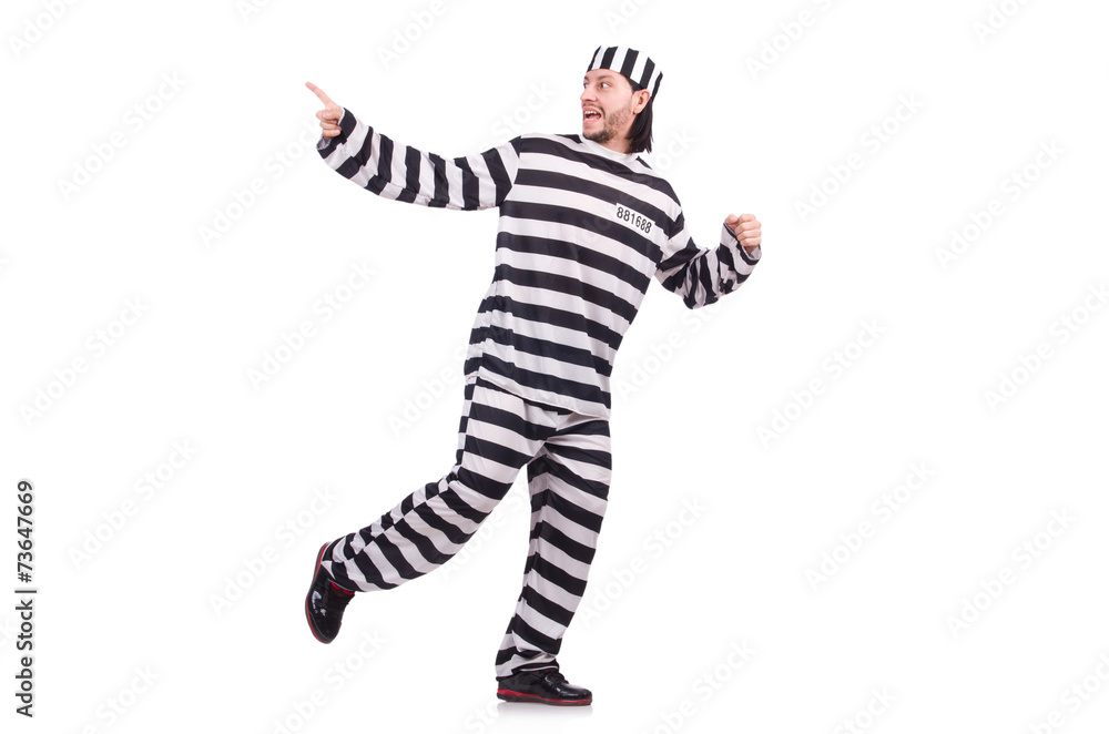 Prison inmate isolated on the white background Prison inmate isolated on the white background