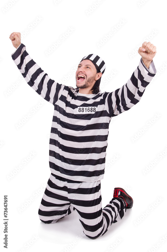 Prison inmate isolated on the white background Prison inmate isolated on the white background