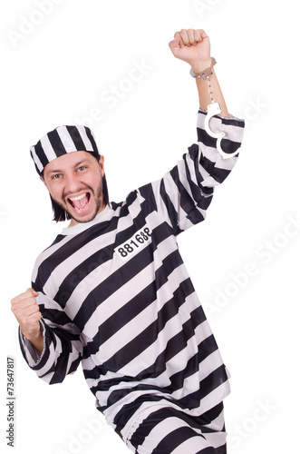 Prison inmate isolated on the white background