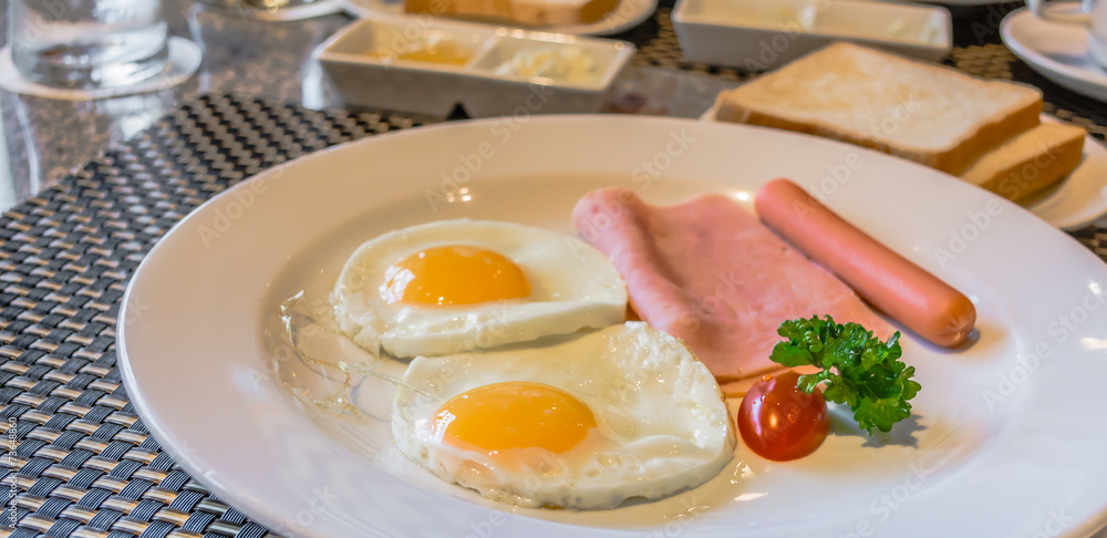 american Breakfast cooked and looks delicious in restaurant american Breakfast cooked and looks delicious in restaurant