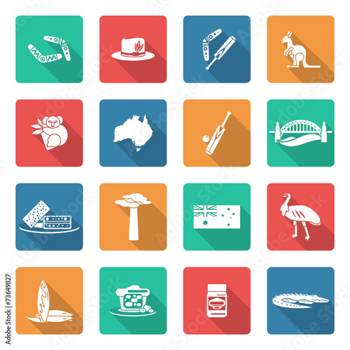 Australia icons set white