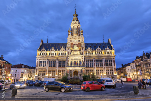 Town hall of Shaerbeek in the evening, Brussels